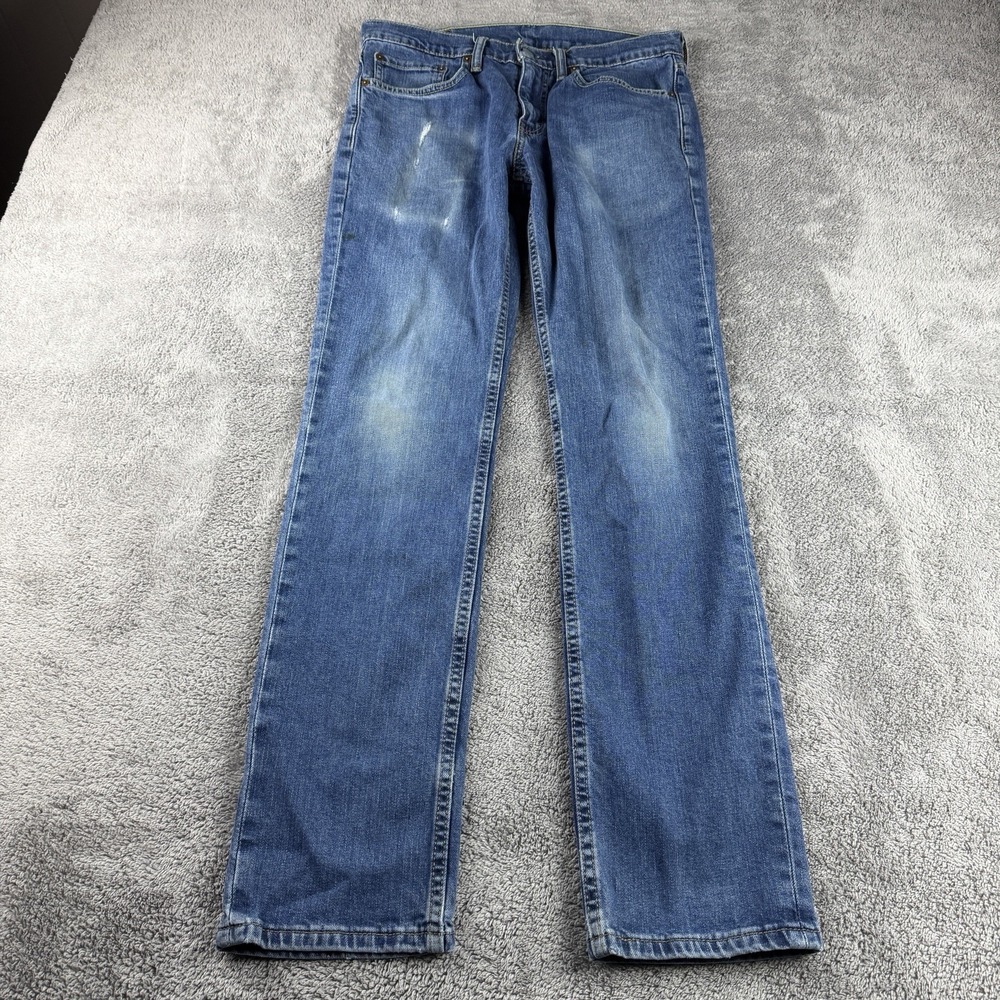 Levis 511‎ Slim Fit Skinny Jeans Mens 31x32 Blue Medium Wash Low Rise Distressed